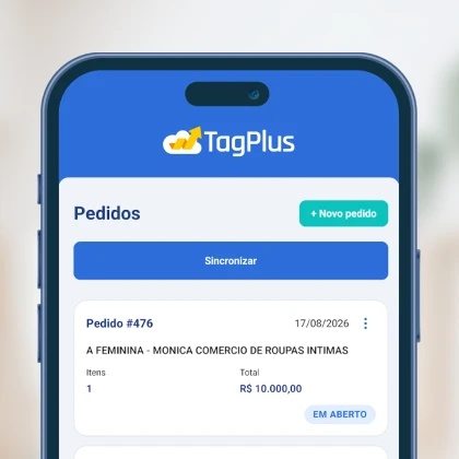 TagPlus Orders app screen showing the order list
