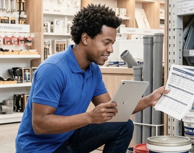 Building materials retailer using TagPlus on a laptop