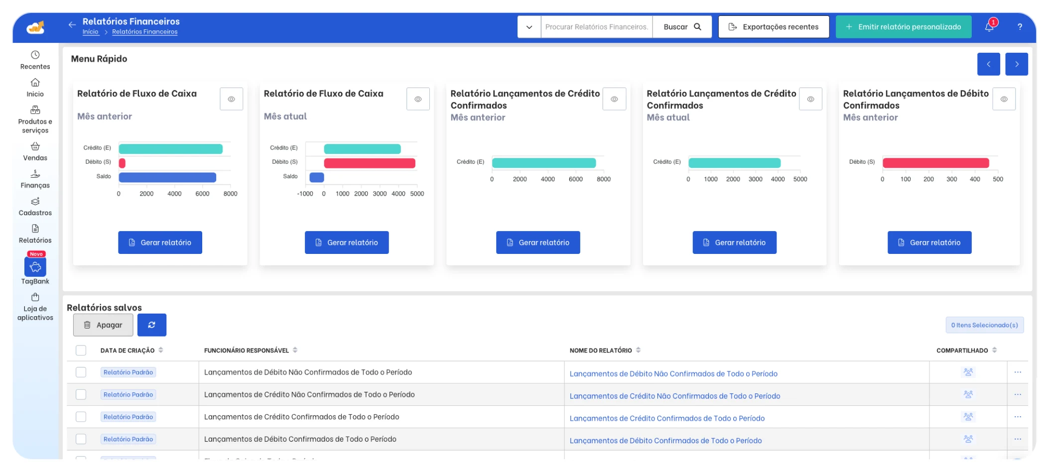 Tela do módulo Management no TagPlus